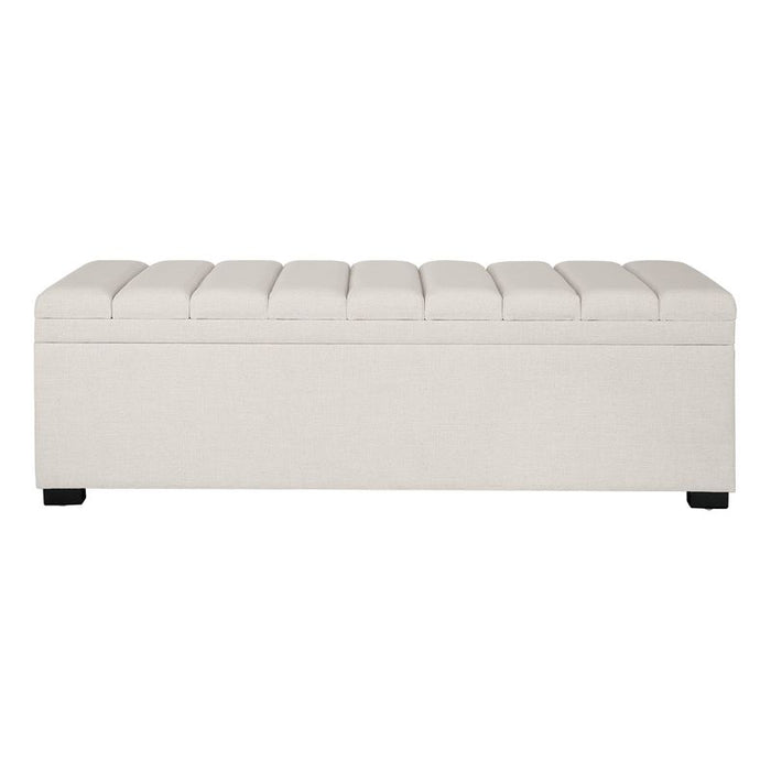 Soho Storage Bench Ottoman - Ecru, White Linen