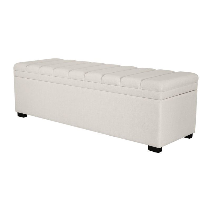 Soho Storage Bench Ottoman - Ecru, White Linen