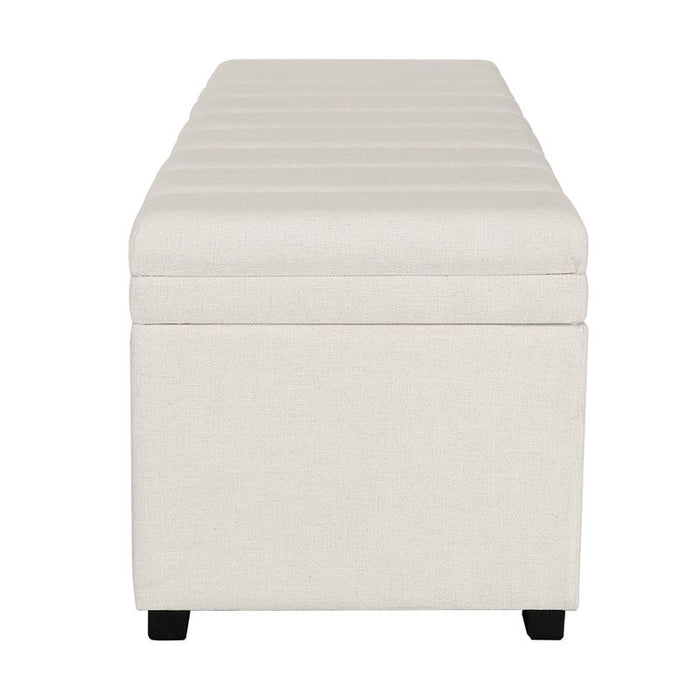 Soho Storage Bench Ottoman - Ecru, White Linen