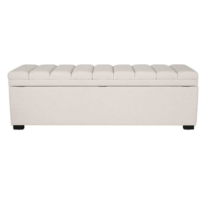 Soho Storage Bench Ottoman - Ecru, White Linen