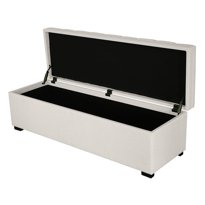 Soho Storage Bench Ottoman - Ecru, White Linen