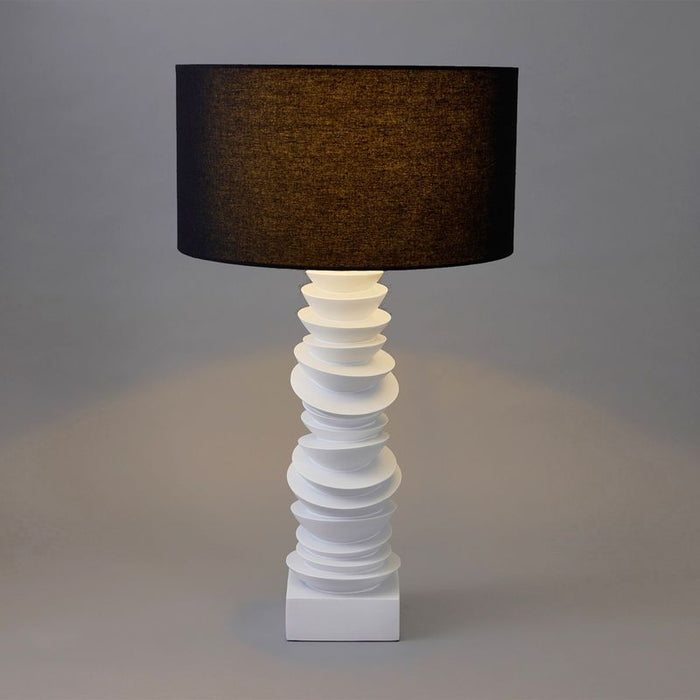 Mendoza Table Lamp - White w Black Shade, Linen, 73cm H