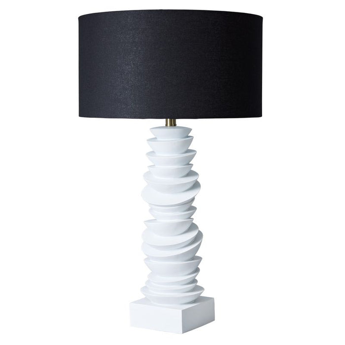 Mendoza Table Lamp - White w Black Shade, Linen, 73cm H