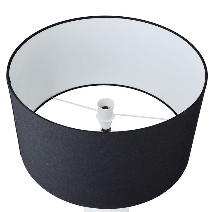 Mendoza Table Lamp - White w Black Shade, Linen, 73cm H