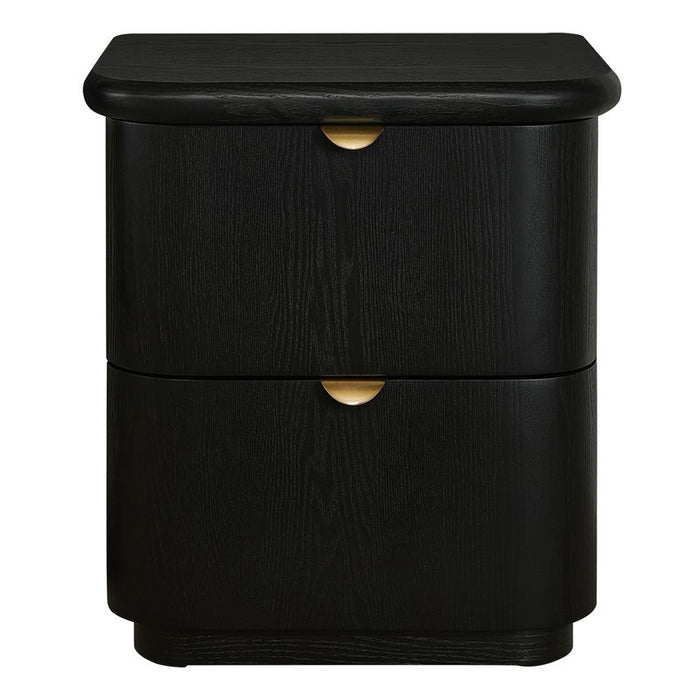 Lina Bedside Table - Black, Wood Metal, 55cm H