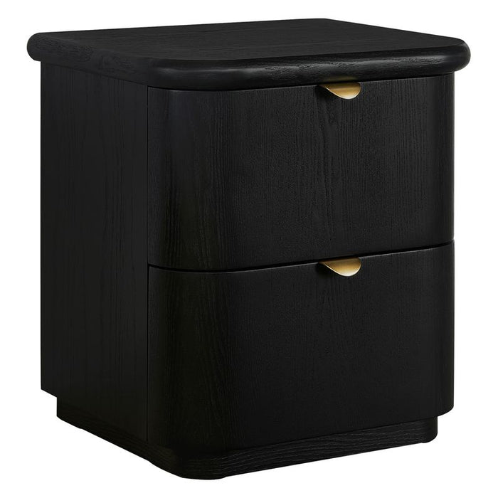 Lina Bedside Table - Black, Wood Metal, 55cm H