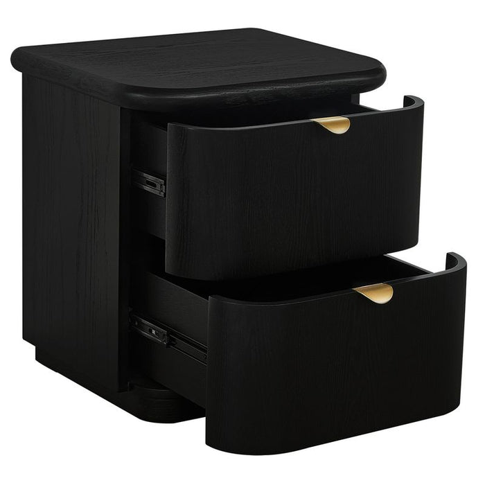 Lina Bedside Table - Black, Wood Metal, 55cm H