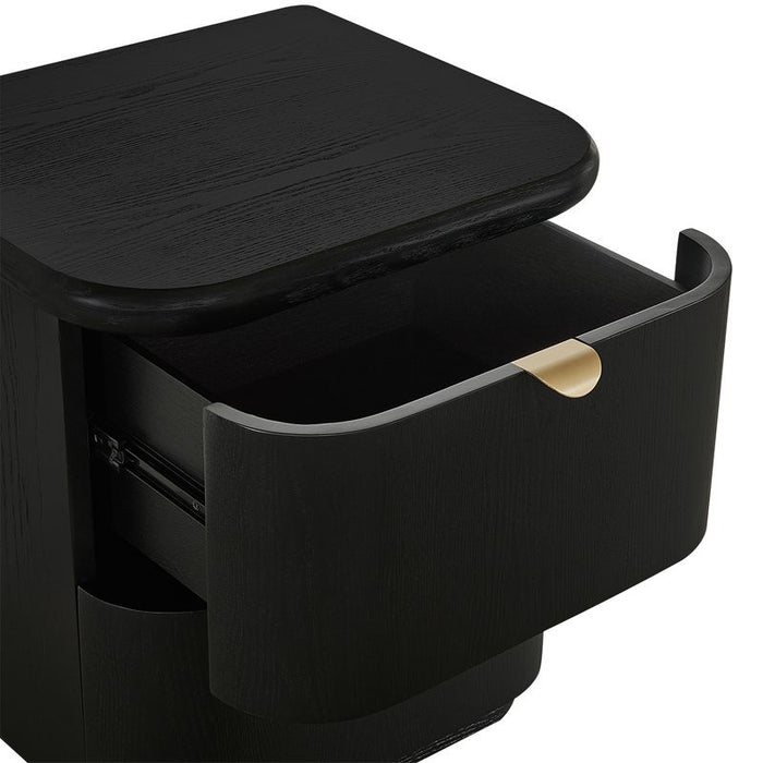 Lina Bedside Table - Black, Wood Metal, 55cm H