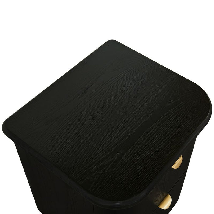 Lina Bedside Table - Black, Wood Metal, 55cm H