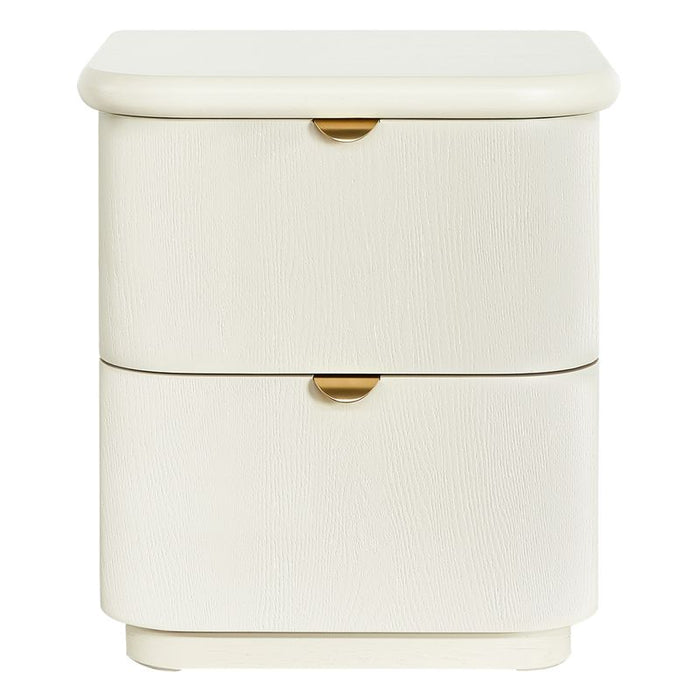 Lina Bedside Table - Ivory, Wood Metal, 55cm H