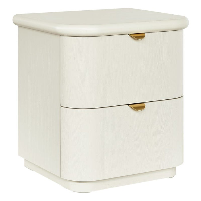 Lina Bedside Table - Ivory, Wood Metal, 55cm H
