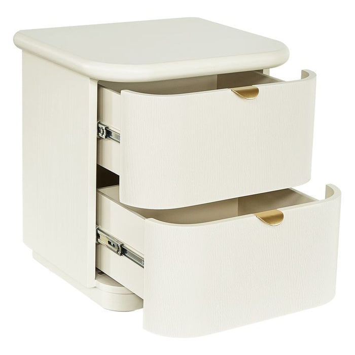 Lina Bedside Table - Ivory, Wood Metal, 55cm H