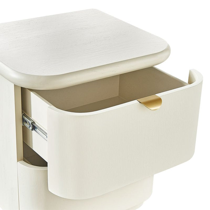 Lina Bedside Table - Ivory, Wood Metal, 55cm H