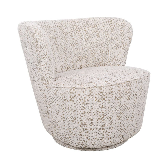 Alberta Swivel Chair - Oyster Jacquard, Fabric Wood