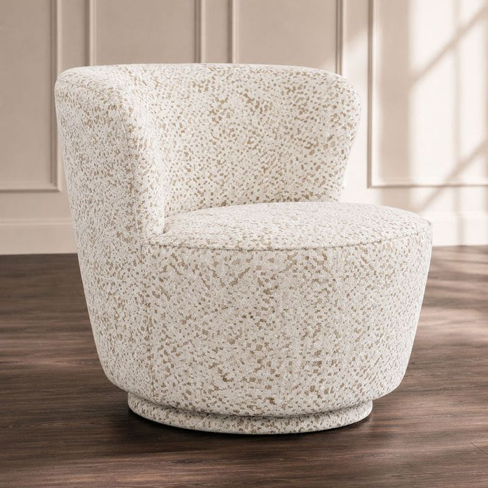 Alberta Swivel Chair - Oyster Jacquard, Fabric Wood