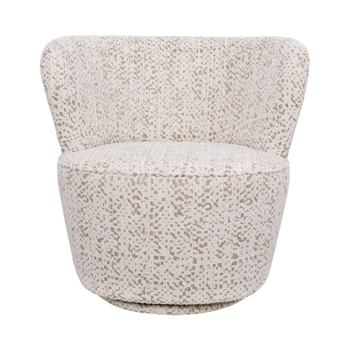 Alberta Swivel Chair - Oyster Jacquard, Fabric Wood