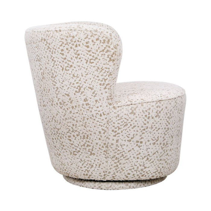 Alberta Swivel Chair - Oyster Jacquard, Fabric Wood