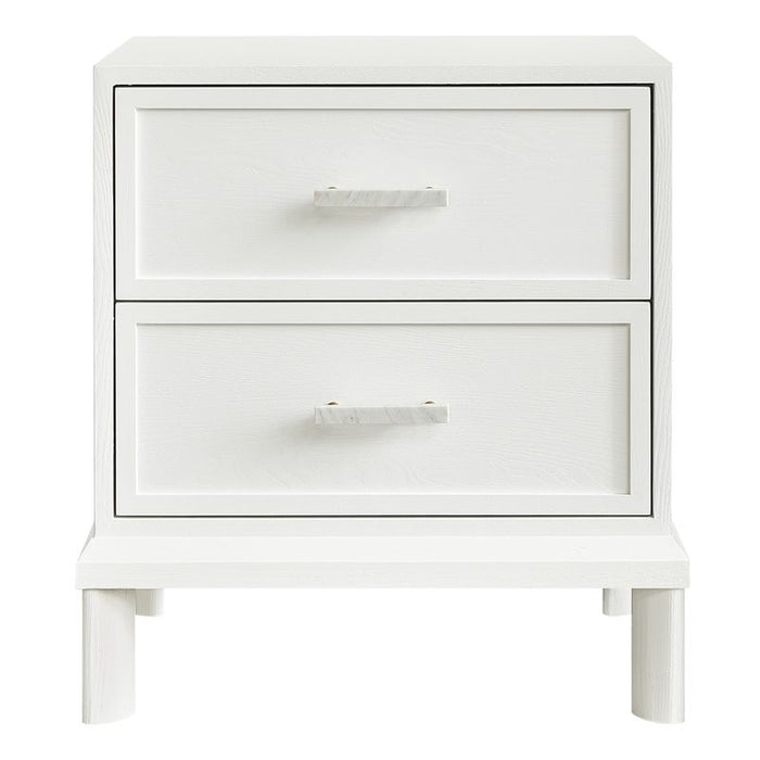 Jill Bedside Table - White, Marble Metal, 65cm H