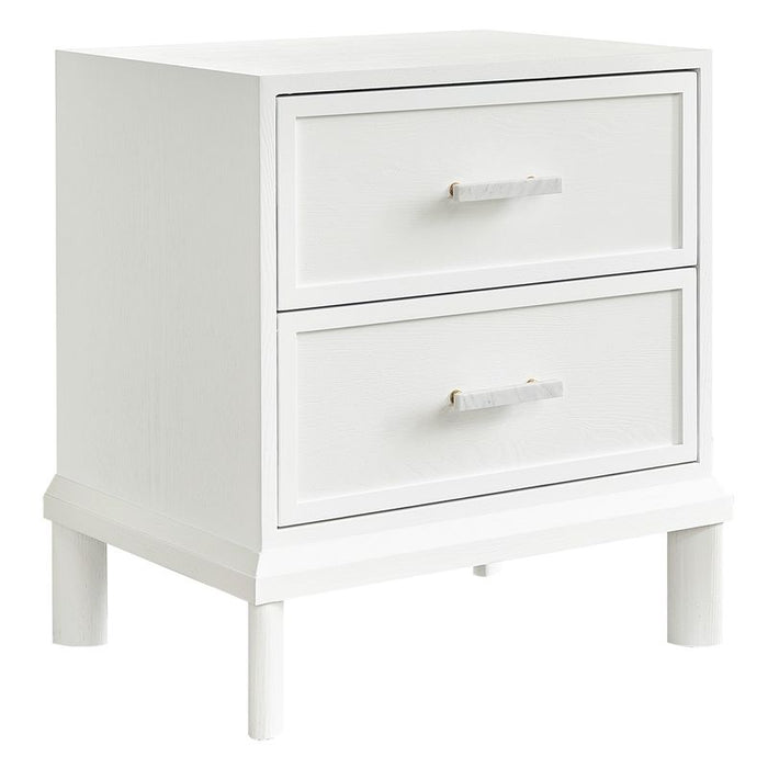 Jill Bedside Table - White, Marble Metal, 65cm H