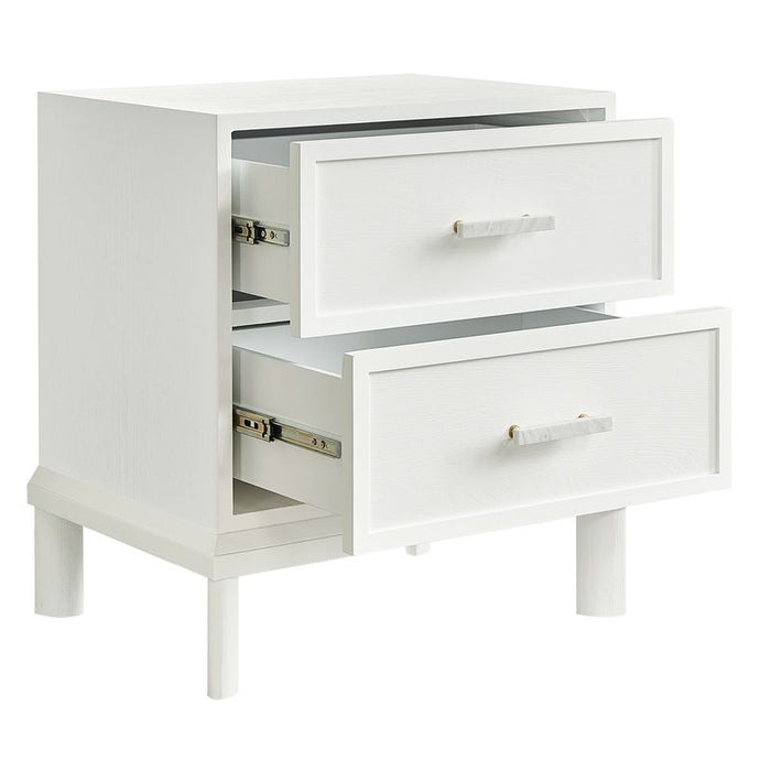 Jill Bedside Table - White, Marble Metal, 65cm H
