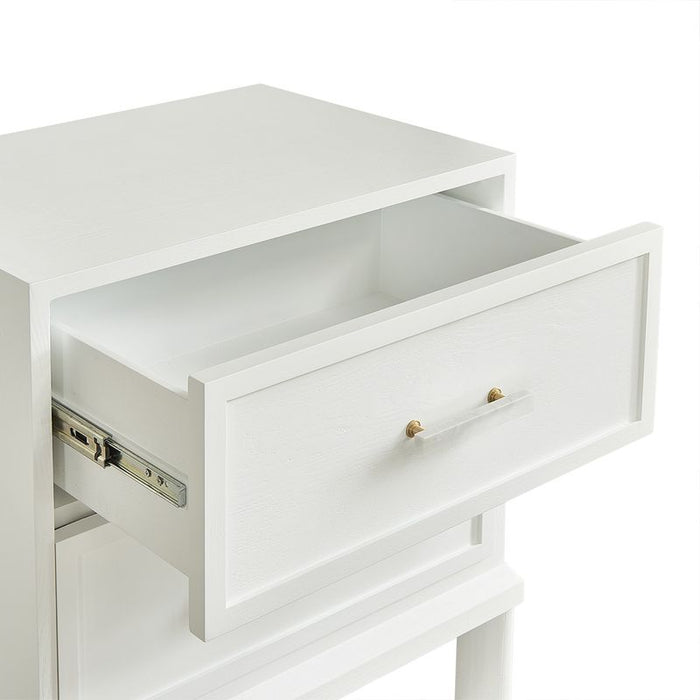 Jill Bedside Table - White, Marble Metal, 65cm H