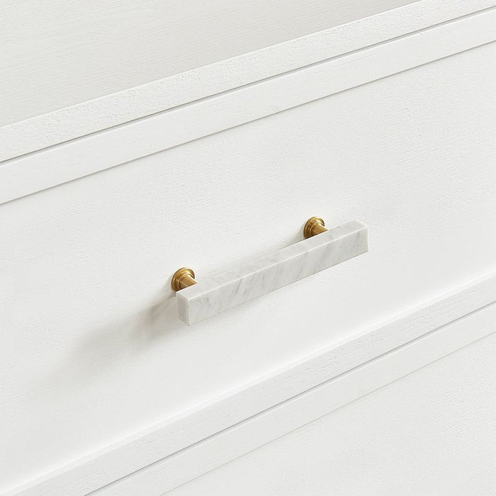 Jill Bedside Table - White, Marble Metal, 65cm H