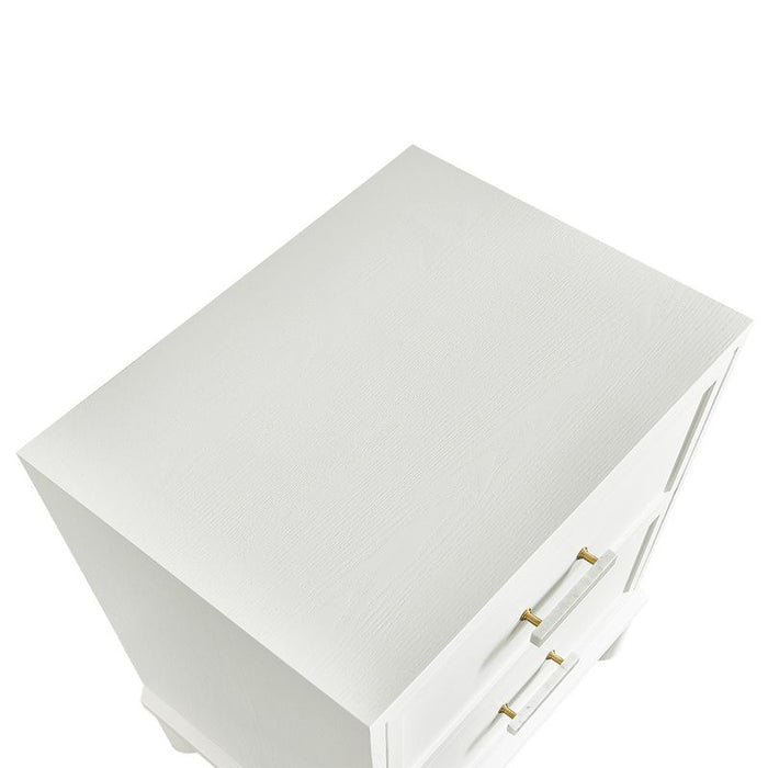 Jill Bedside Table - White, Marble Metal, 65cm H