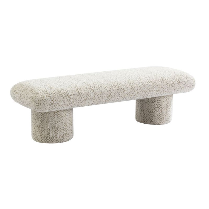 Eleanor Bench Ottoman - Oyster Jacquard, Cream Fabric Wood
