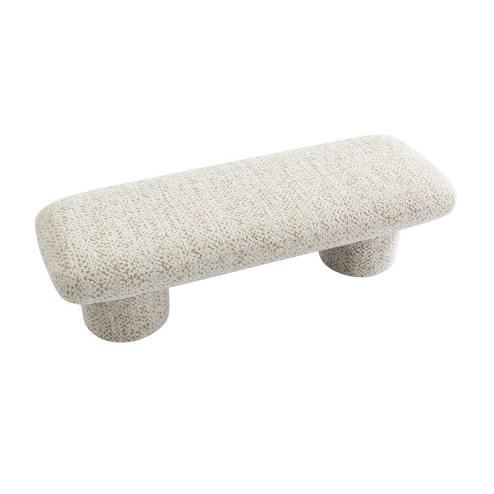 Eleanor Bench Ottoman - Oyster Jacquard, Cream Fabric Wood