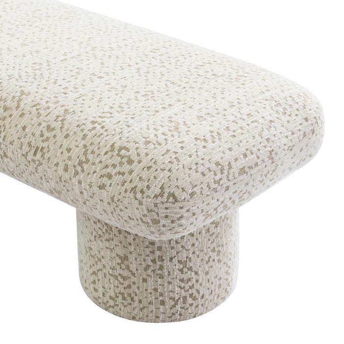 Eleanor Bench Ottoman - Oyster Jacquard, Cream Fabric Wood