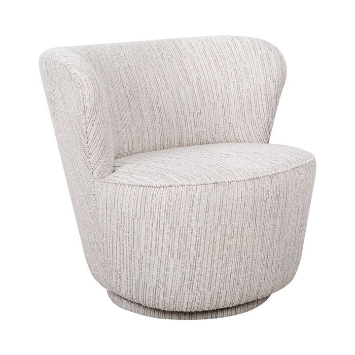 Alberta Swivel Chair - Ivory Weave, Fabric Wood