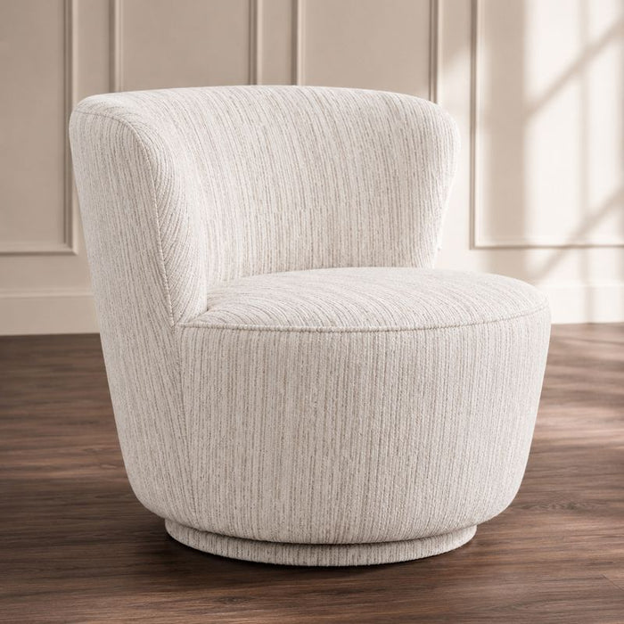 Alberta Swivel Chair - Ivory Weave, Fabric Wood