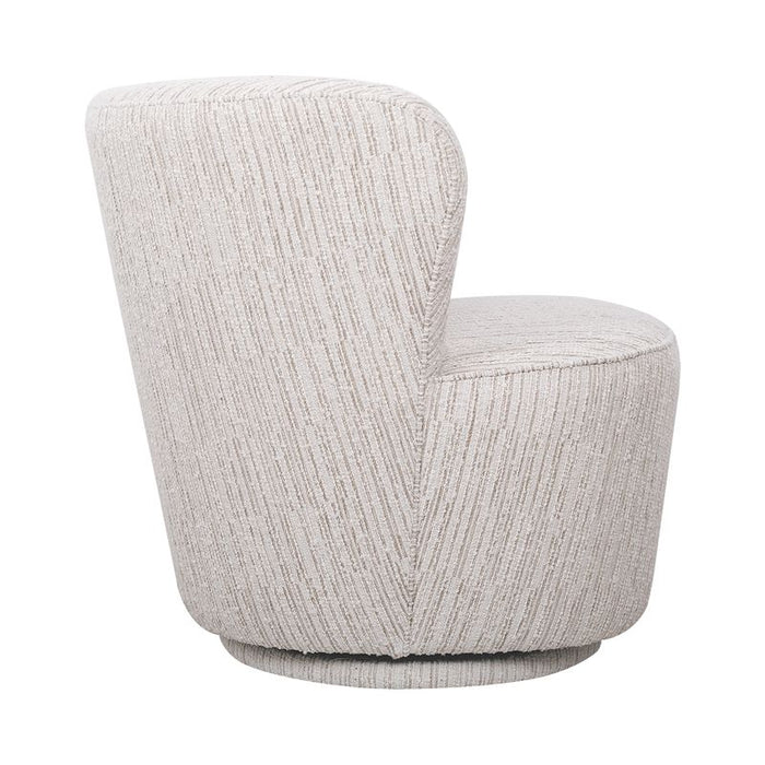 Alberta Swivel Chair - Ivory Weave, Fabric Wood