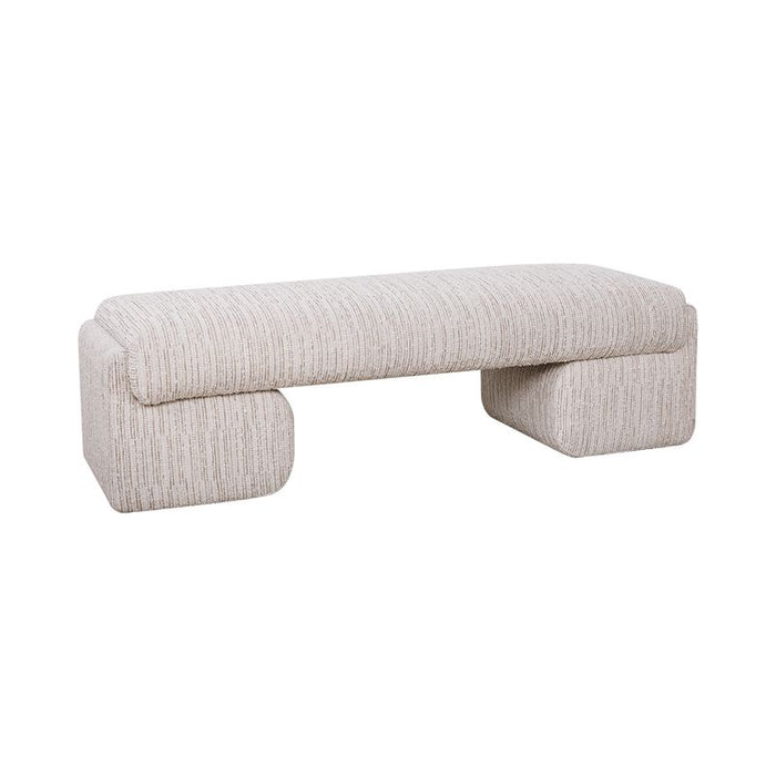 Cairo Bench Ottoman - Ivory Weave, Fabric Wood