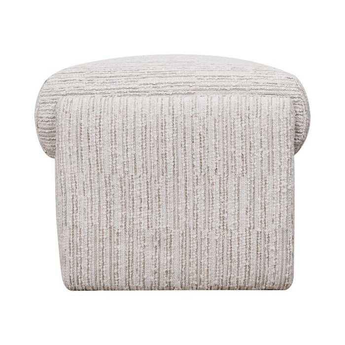 Cairo Bench Ottoman - Ivory Weave, Fabric Wood