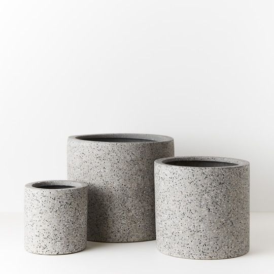 Pot Cenzo Cylinder (Set of 3) Grey (FI8206GY)