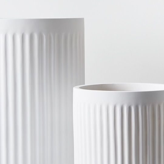 Pot Pleat Cylinder Tall (Set of 2) White (FI9224WH)