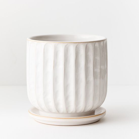 2 x Pot Clovelly w/saucer - White