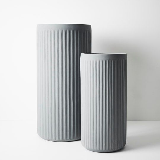 Pot Pleat Cylinder Tall (Set of 2) Grey (FI9224GY)