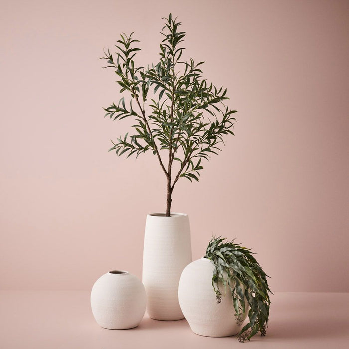2 x Baila Pot - White, 28cmh x 29cmd