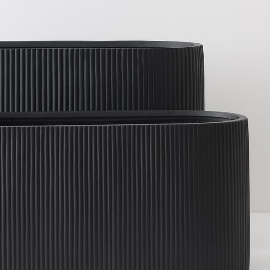 Pot Linear Oval (set/2) - Black (FI9968BK)