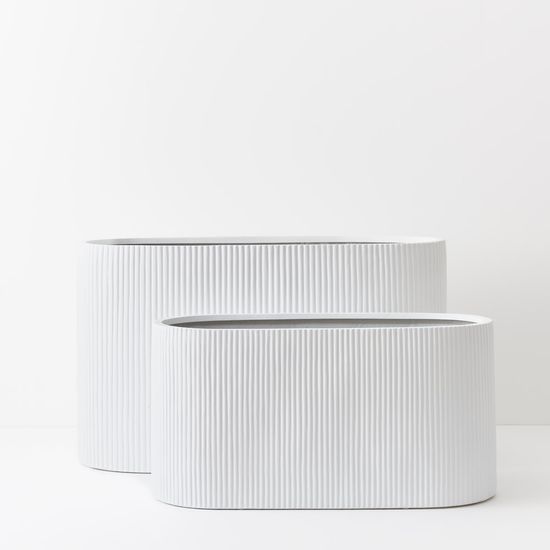 Pot Linear Oval (set/2) - White