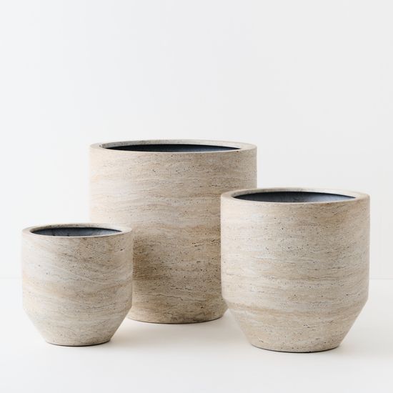 Pot Nomilo (set/3) - Ivory Travertine
