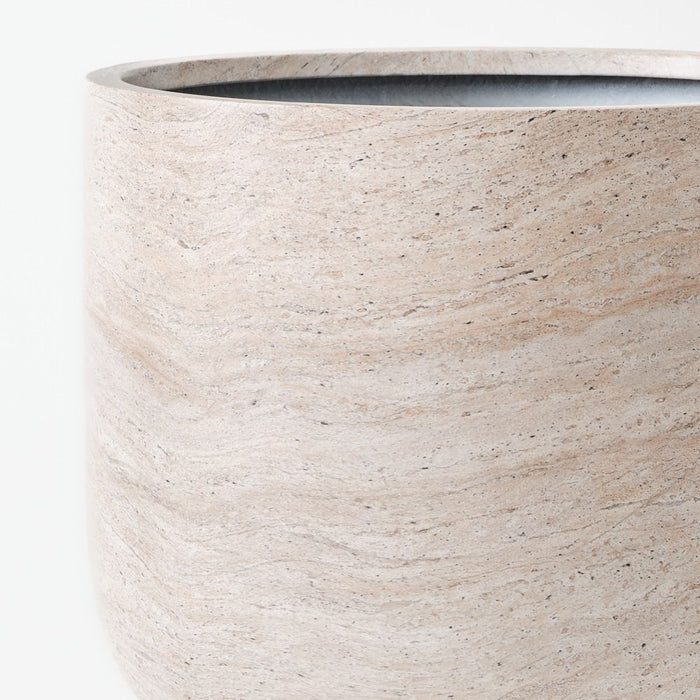 Foli Pot - Ivory Travertine, 65cmh x 55cmd