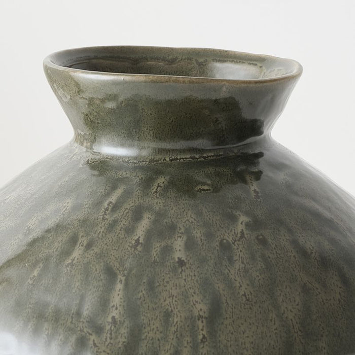 Natsuka Squat Vase - Dark Olive, 25cml x 25cmw x 20cmh