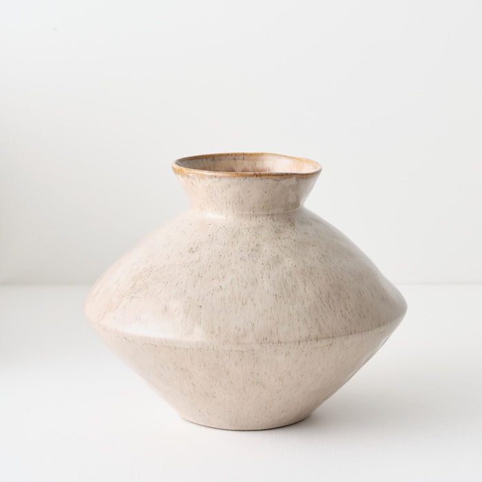 Natsuka Squat Vase - Almond, 25cml x 25cmw x 20cmh