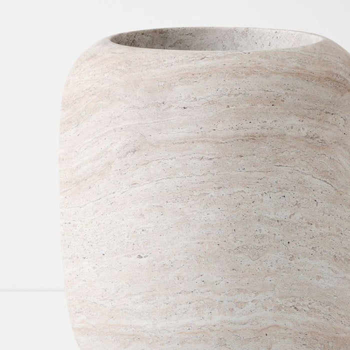 Solveig Pot - Ivory Travertine, 52cmh x 44cmd