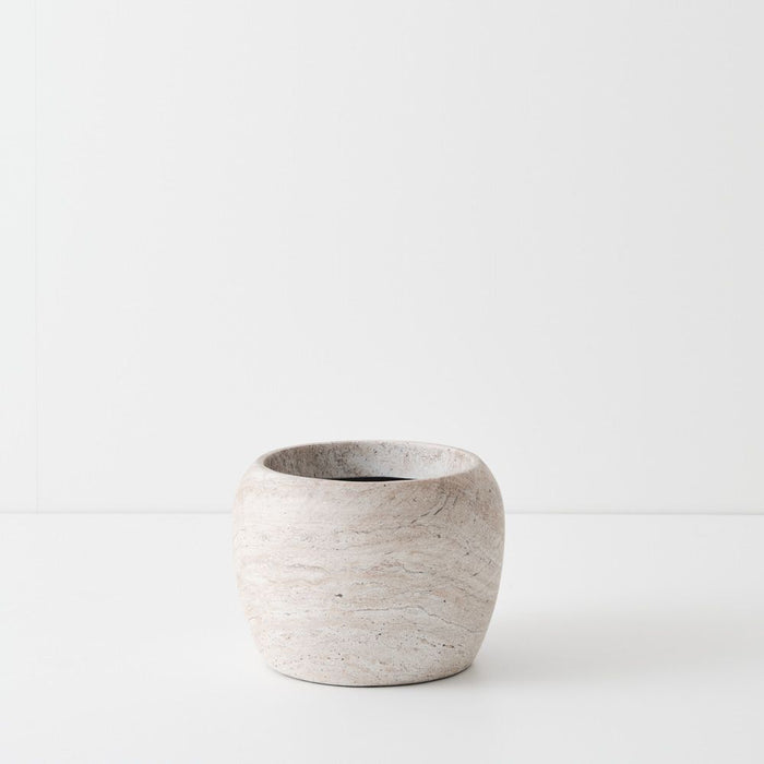 Ivar Pot - Ivory Travertine, 22cmh x 30cmd