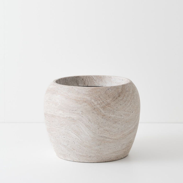 Ivar Pot - Ivory Travertine, 35cmh x 45cmd