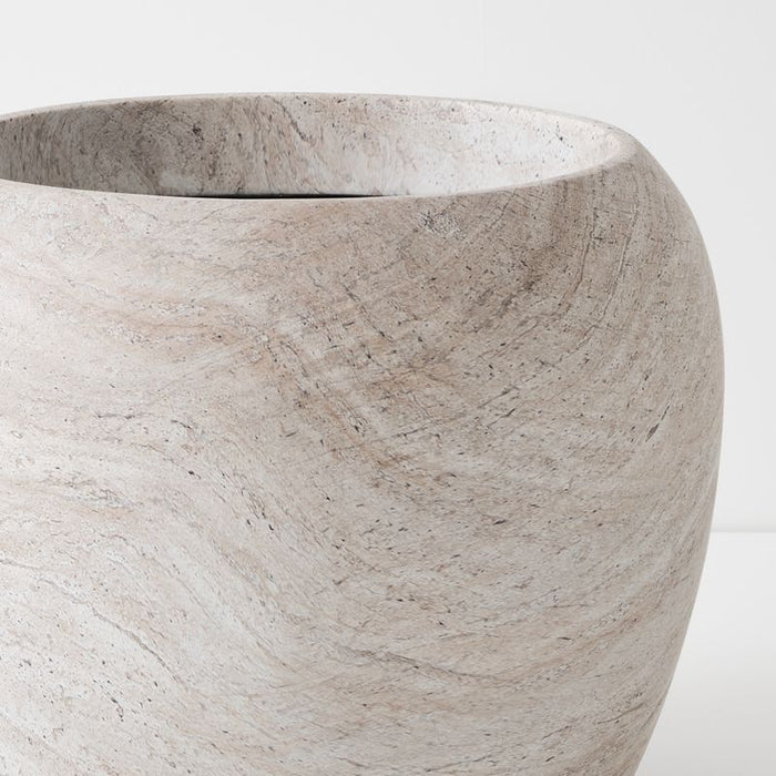 Ivar Pot - Ivory Travertine, 35cmh x 45cmd